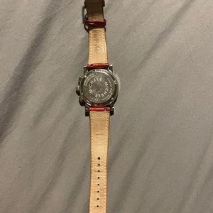 Michele watch with red genuine leather band